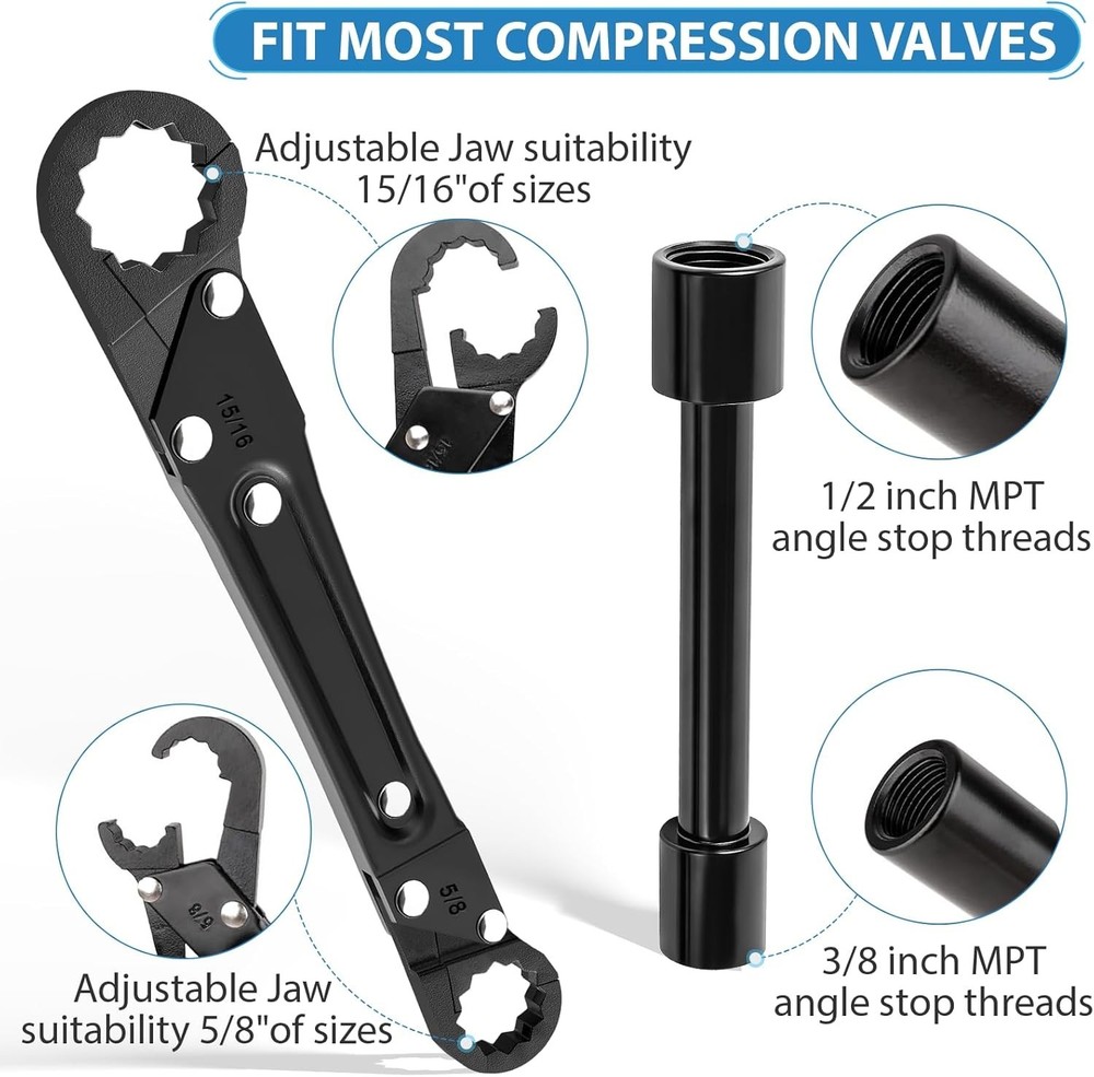 Kavedod Plumbing Tools, Angle Stop Removal Tool with compression sleeve pulle...