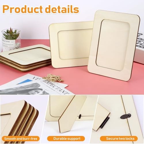 15 Pack Wooden Picture Frames for Crafts,DIY Wood 15Pack Rectangular Shape