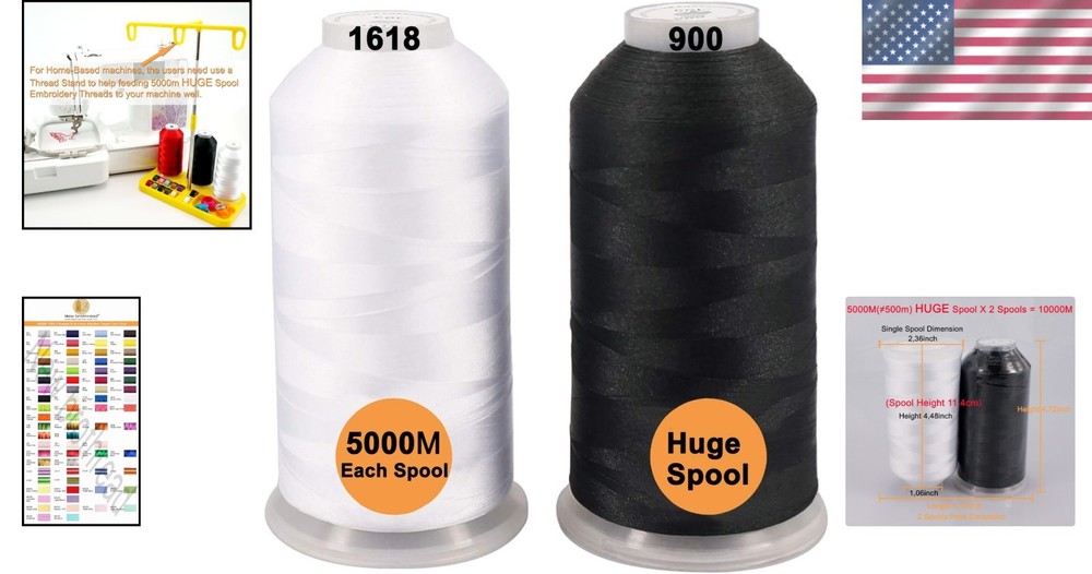 5000M Polyester Thread Assortment - Ideal for All Embroidery Machines
