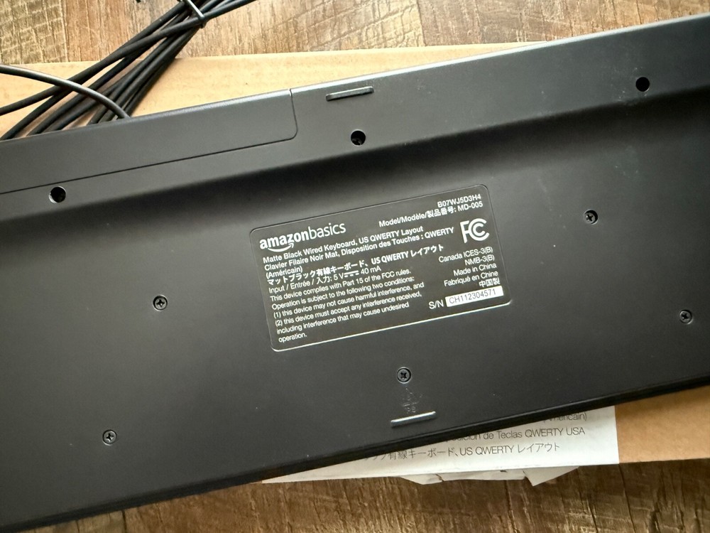 New Amazon Basics Wired Keyboard, Full-Sized, QWERTY Layout, Black MD005