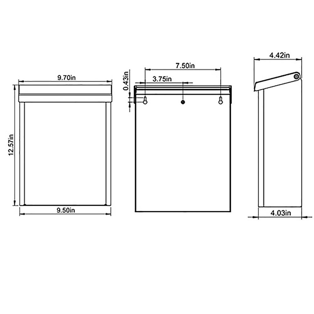 Locking Vertical Wall-Mounted Mailbox, Modern Metal, Black with Optional Emblem