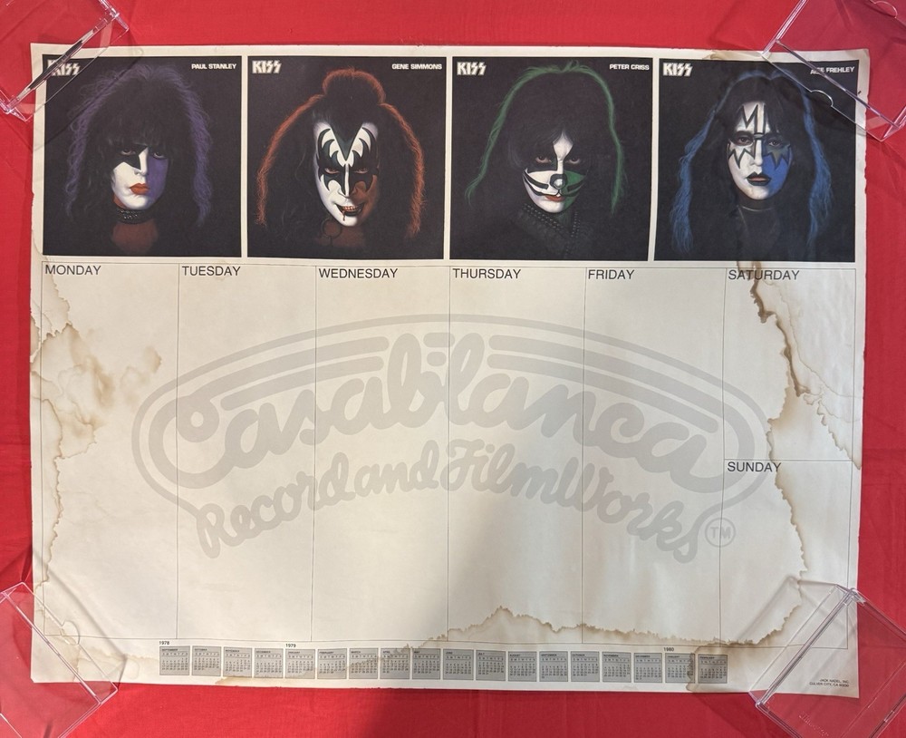 KISS ✨ RARE PROMOTIONAL CASABLANCA SOLO ALBUMS DESK CALENDAR SHEET ✨ 1978 ✨