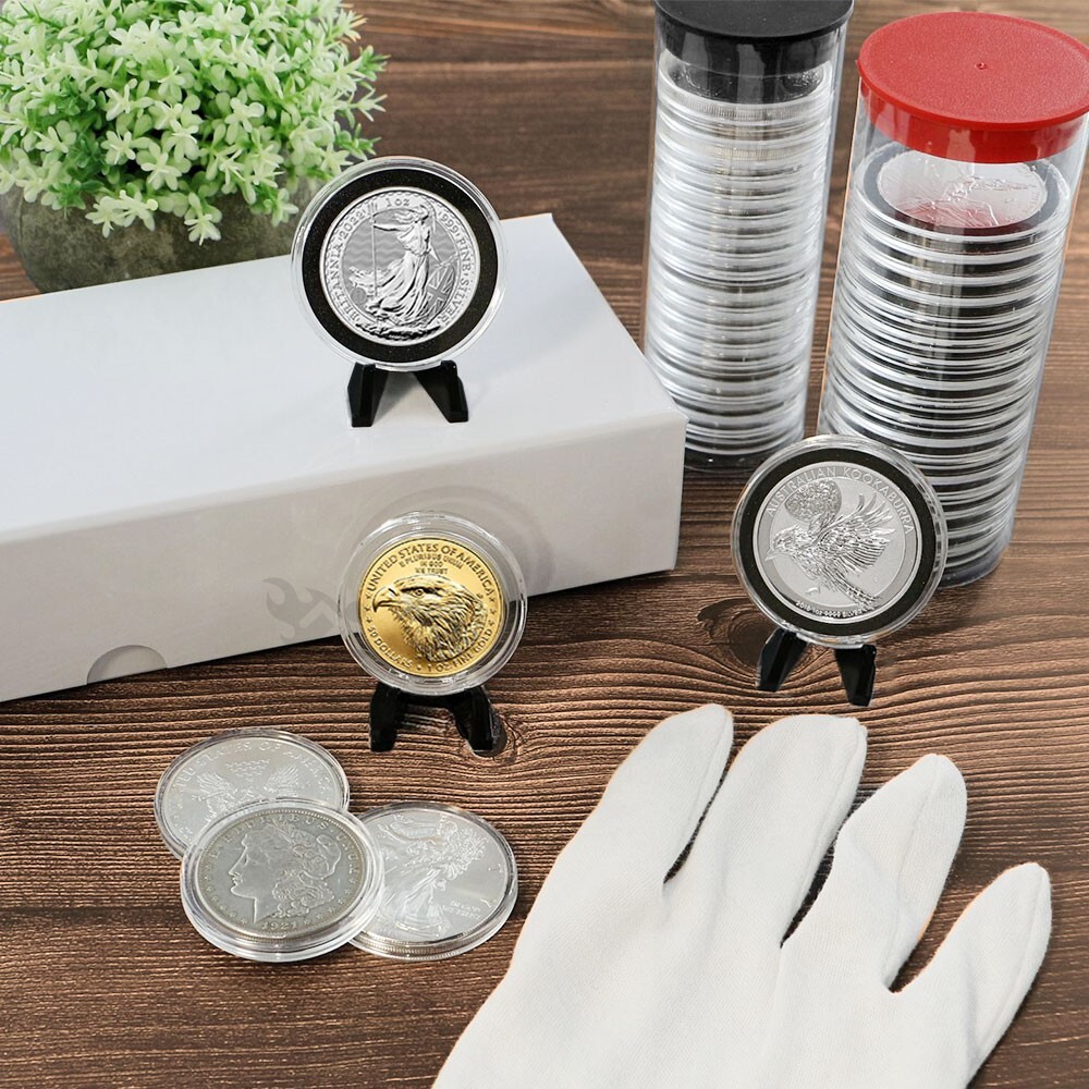 (25) OnFireGuy Black Coin Easels Air-Tite Holders Coin Display Stand Easels