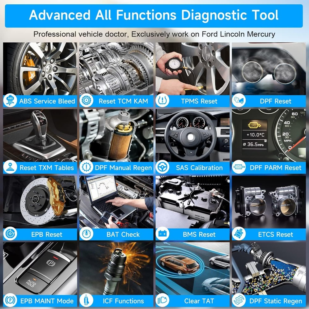 Fit For Ford OBD2 Scanner Full System Code Reader ABS SRS Reset Diagnostic Tool