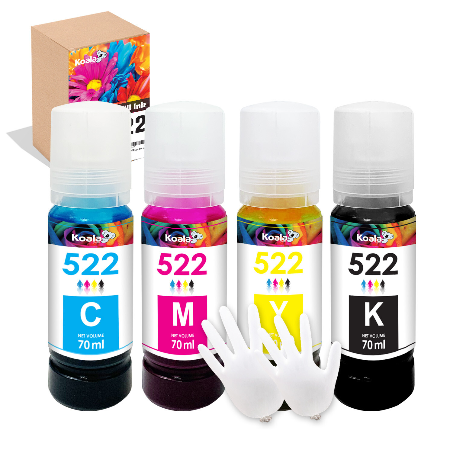 4X70ML Koala 522 Ink for Epso 522 Ink ET-4800 ET-2800 ET-2803 2720 4700 T522
