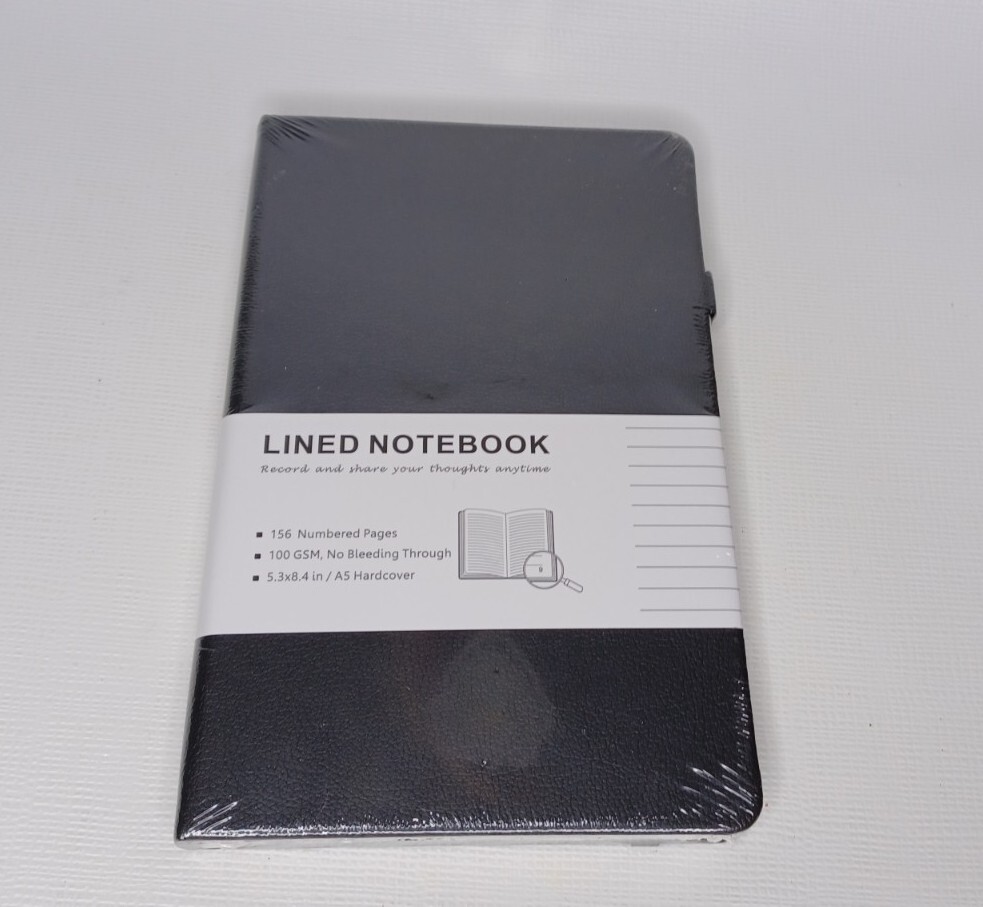 Black Faux Leather Lined Notebook Journal 156 Numbered Pages