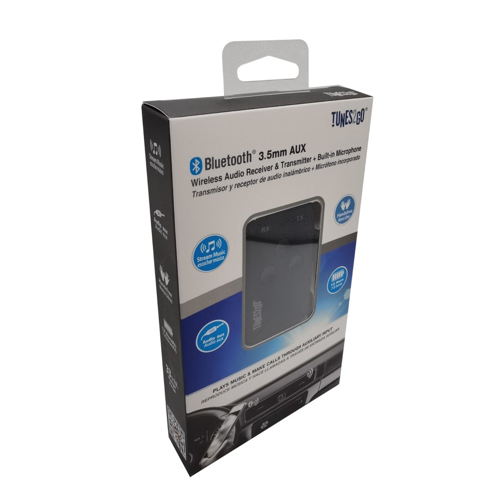 TUNES2GO 2 in 1 Bluetooth AUX 3.5mm Receiver &Transmitter Wireless Audio w Mic