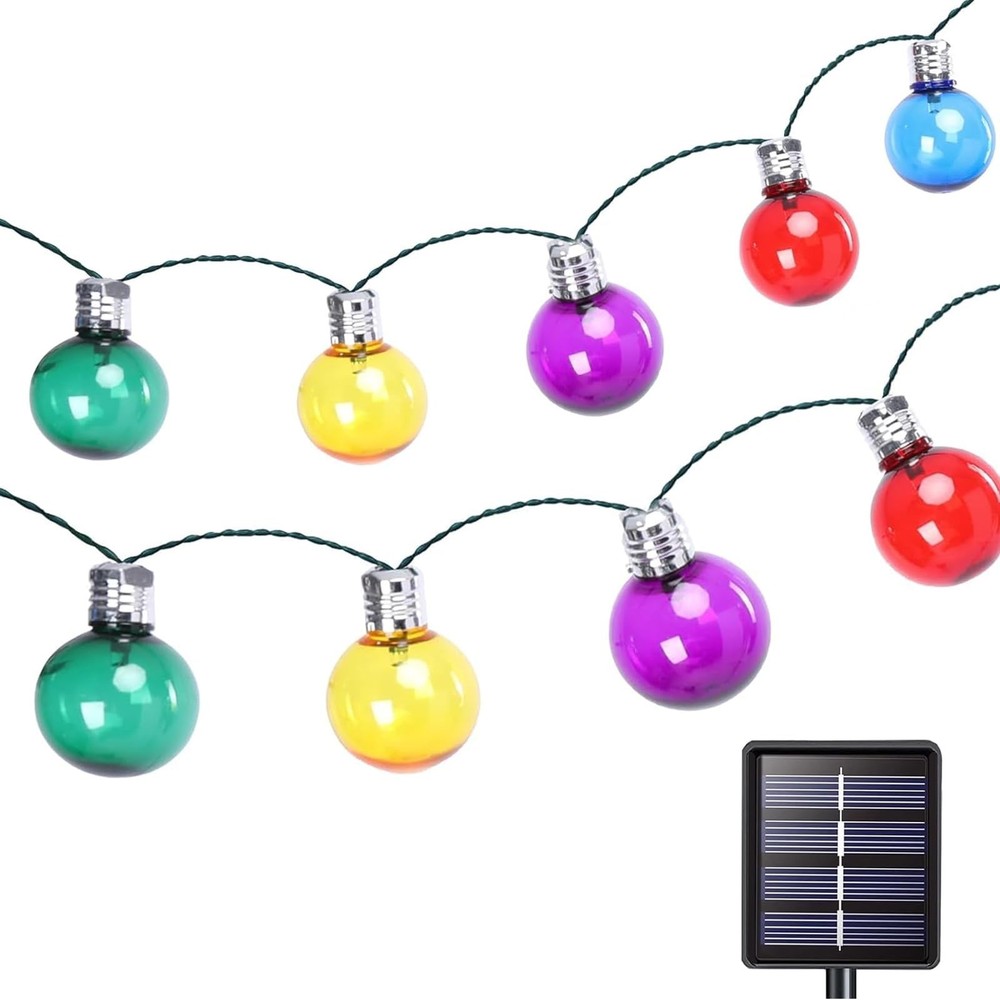 Vigdur Solar String Lights Outdoor, 7Ft Globe Multicolor String Lights with 1...