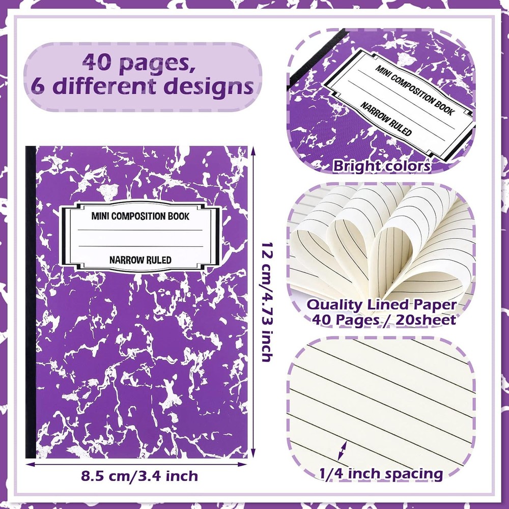 Eersida Mini Composition Notebook Books Small Marble Note
