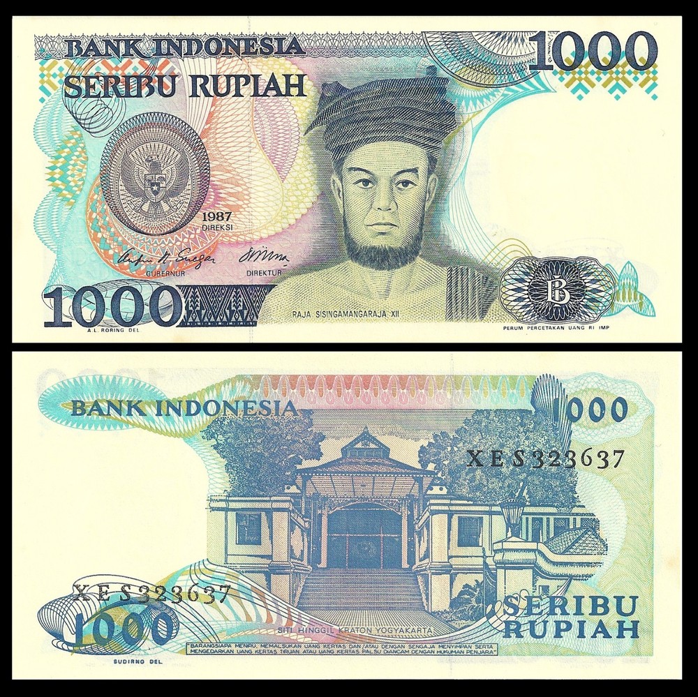 INDONESIA 1000 RUPIAH 1987 P 124 "XES" REPLACEMENT UNC Raja Sisingamangaraj