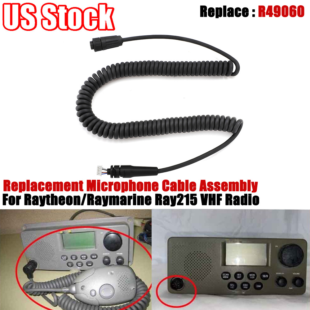 R49060 For Raytheon/Raymarine Ray 215 VHF Radio Microphone Mic Cord Cable Coiled