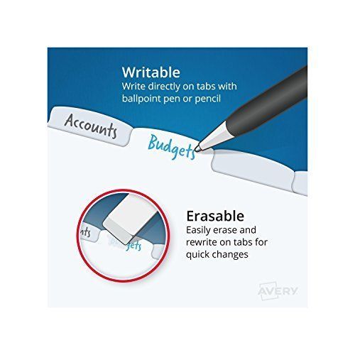 3 Packs Avery Write & Erase 5 Multicolor Tabs Durable Plastic Dividers w/Pockets