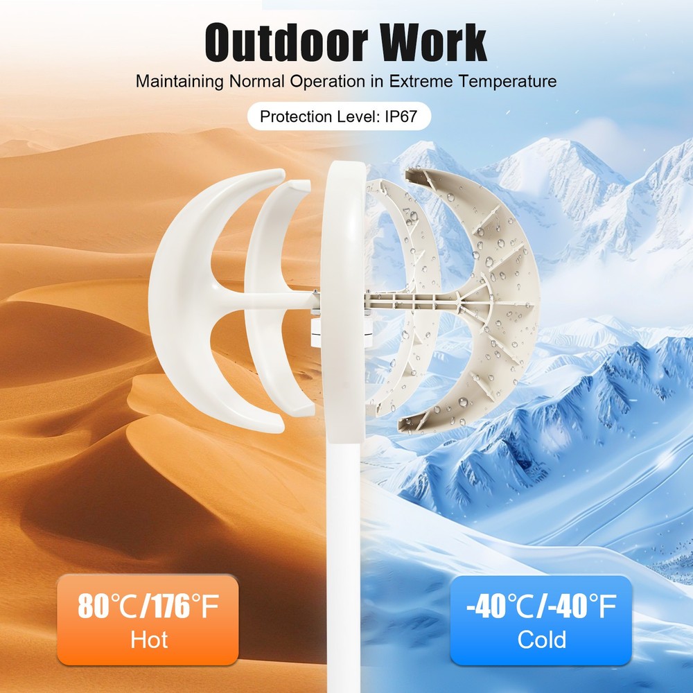 600W D.C 12V 5-Blade Lantern Wind Turbine Generator Vertical Axis Wind Power