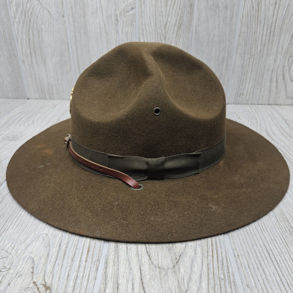 Vintage Campaign Hat / Drill Sergeant US Cavalry 5th Regiment Olive Brown