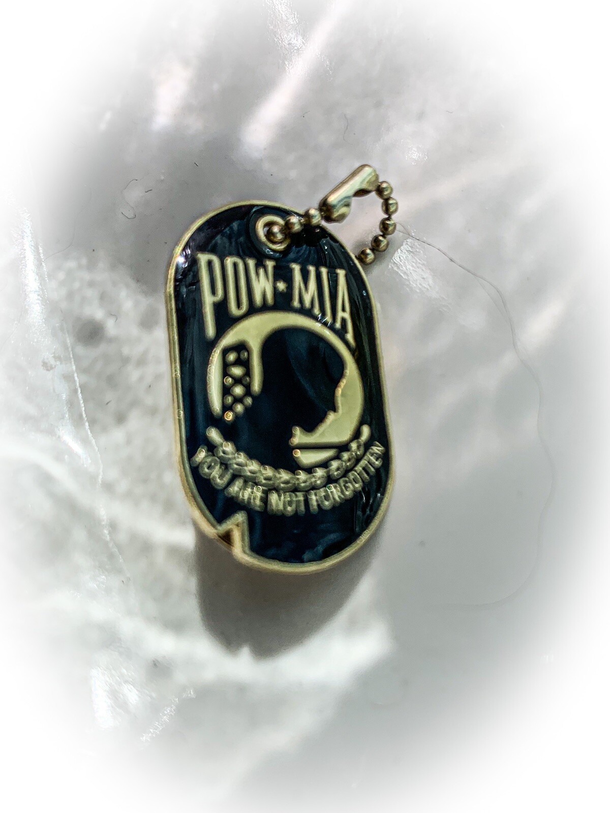 POW MIA Pin Dog Tag Military Pin Back Brass Army Marines Navy Not Forgotten NEW