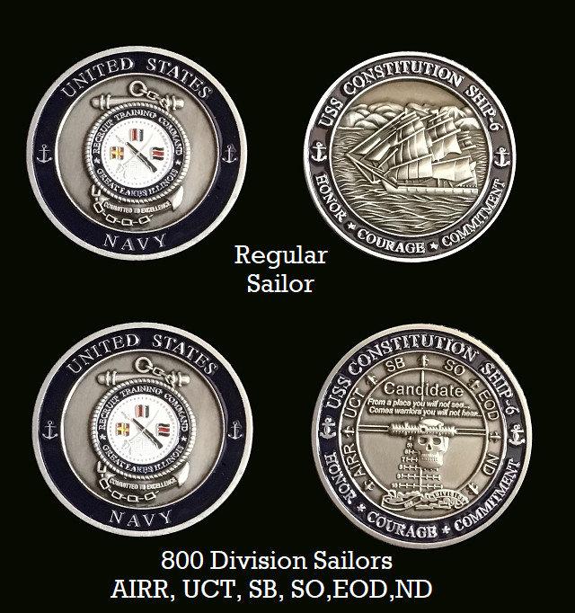 ~ USS Constitution ~ Ship 6 ~ US Navy Recruit Training Command Challenge Coin ~