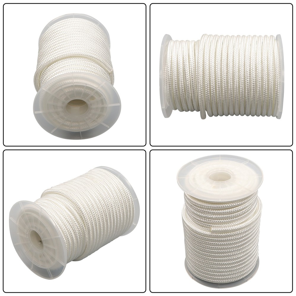 3/8 Inch Nylon Rope 100 Foot Spool 100% Nylon Solid Braid Rope Dyeable White