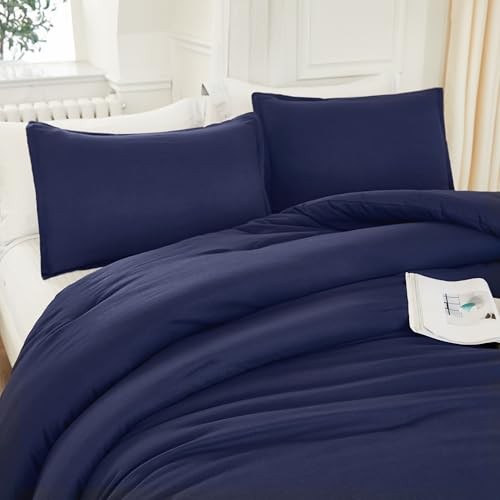 Comforter King Size, 3 Pieces Lightweight Solid King (104"x90") Navy Blue