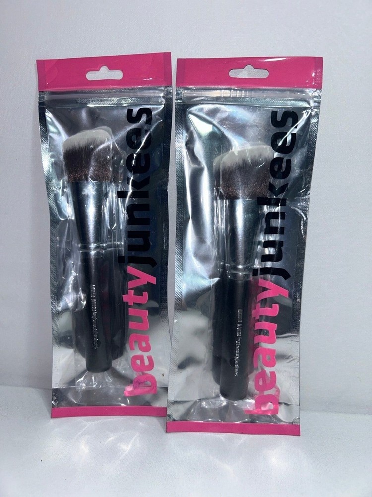 2 New Beauty Junkees Angled Kabuki Bronzer Flat Brushes for Cheeks
