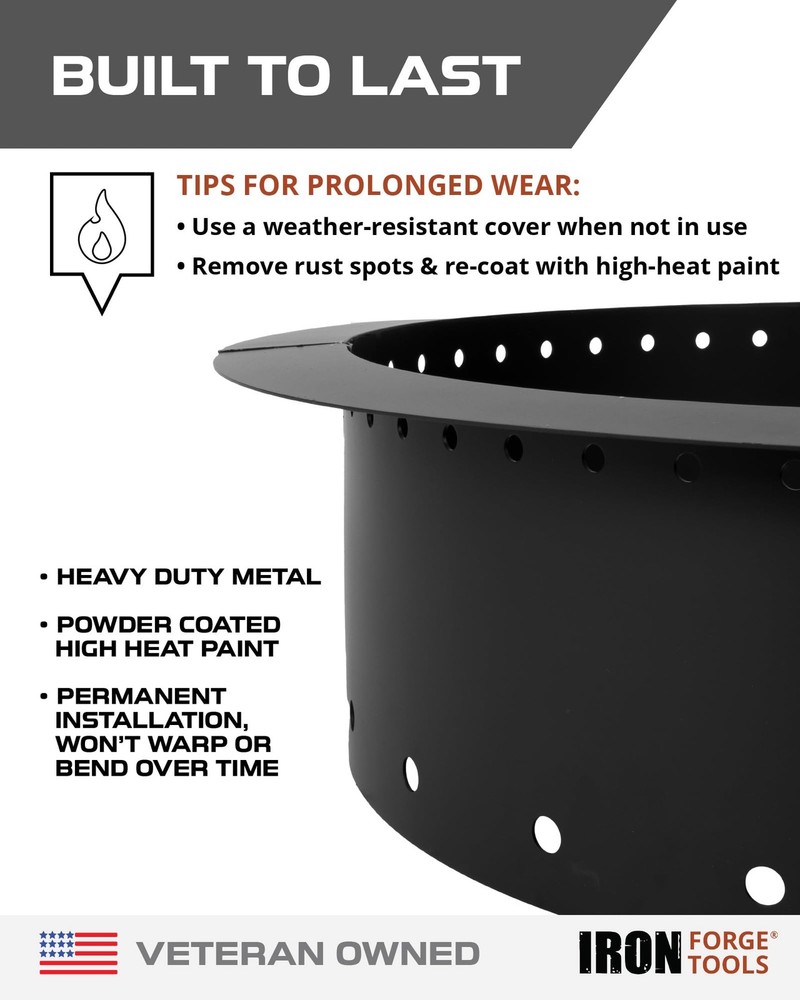 Iron Forge Tools Smokeless Firepit - 36 inch Outer/30 36" Radius, Black