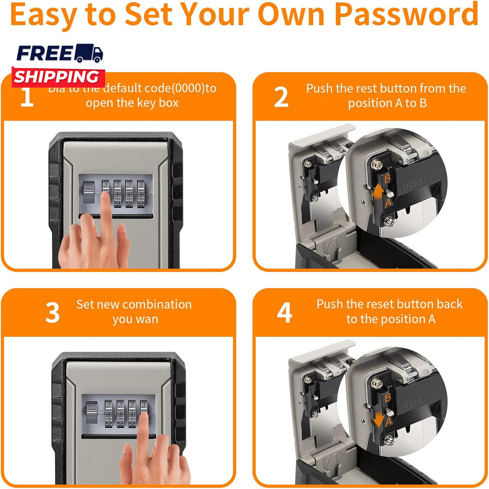 UPGRADE Extra Large Capacity Key Lock Box Weatherproof Wall Mount Key Box
