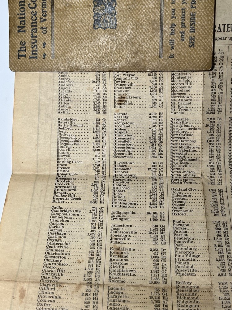 1902 Foldout Picket Map Indiana Kenyon Map Makers