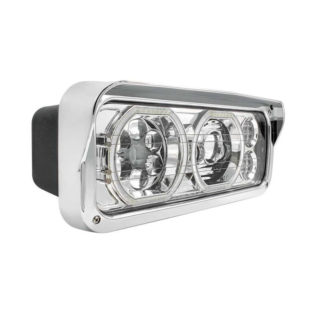 Heated 10 LED Headlight with LED Turn and DRL - Chrome - Driver