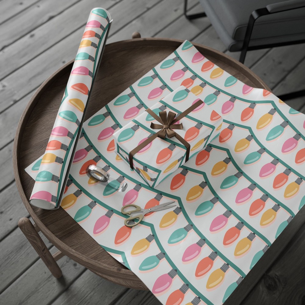 Pastel Christmas Lights Option 2 Wrapping Papers