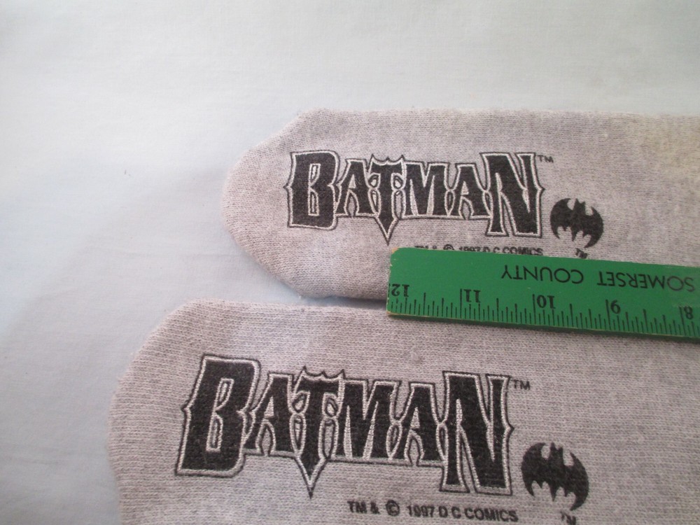 Vintage Batman socks 1997 DC Comics bat logos Grey