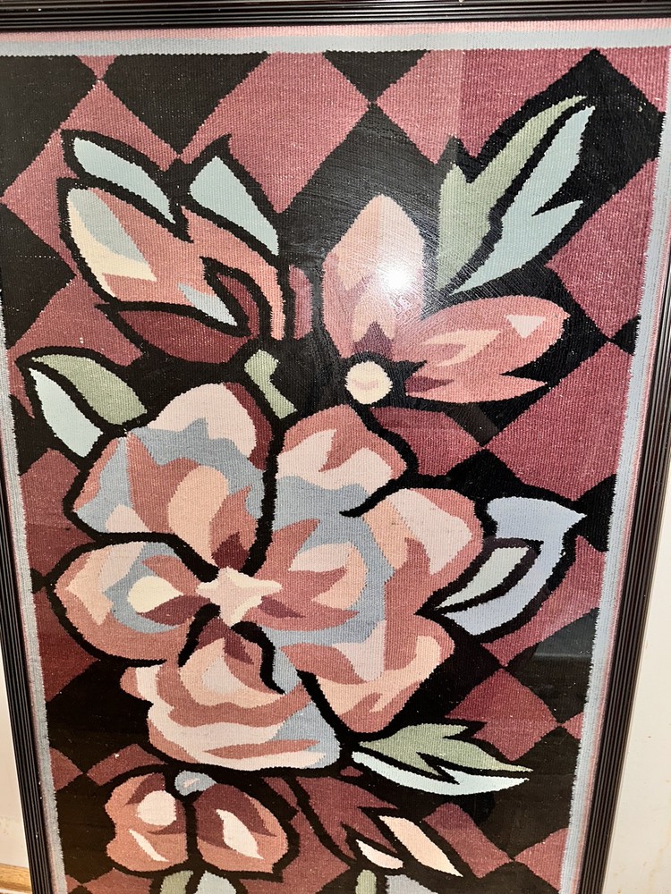 Floral Needlepoint Framed 42x27'