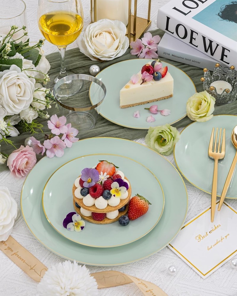 Sage Green Disposable Dinnerware - 25 Guests