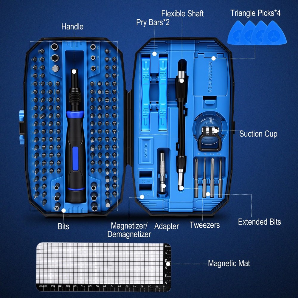 152Pcs Precision Screwdriver Set 152-in-1 Set, Blue