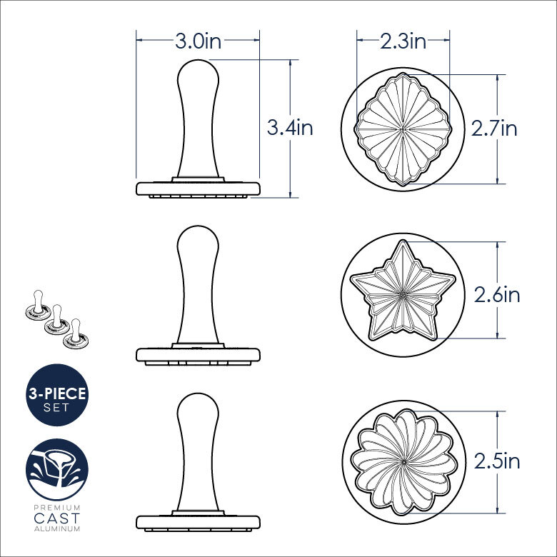 Nordic Ware Silver Pretty Pleated Cookie Stamps