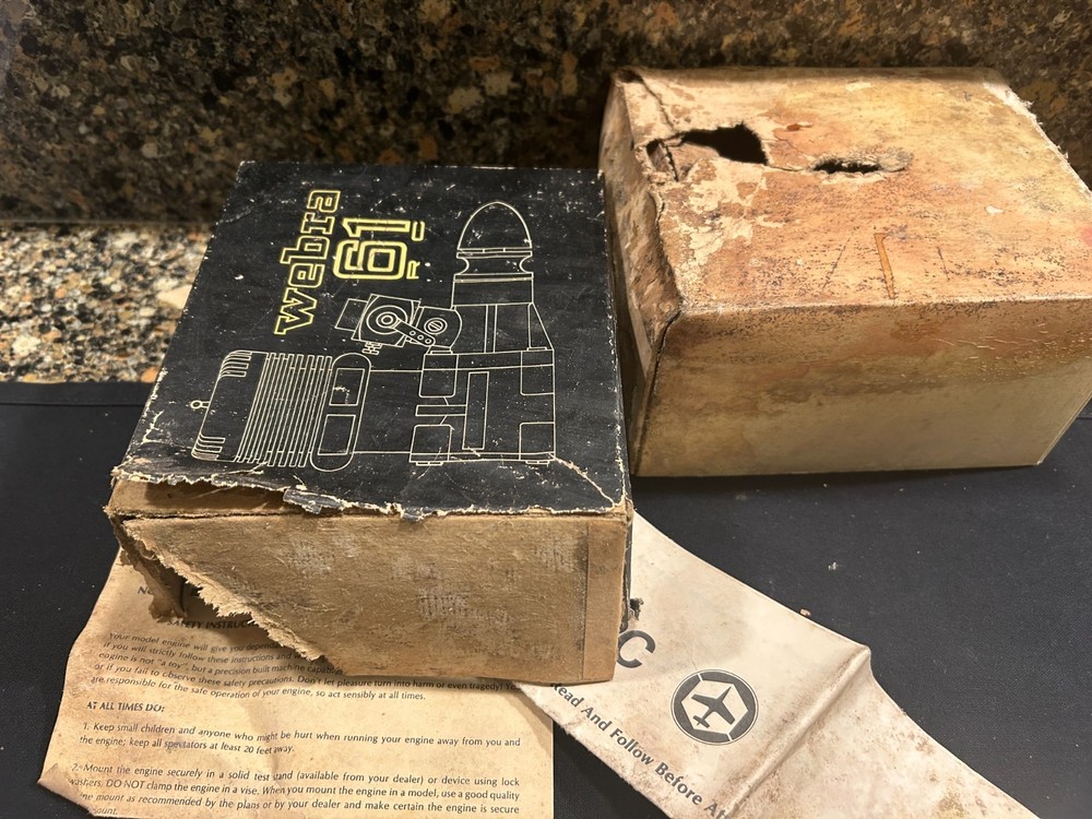 Webra RC airplane engine box in poor condition