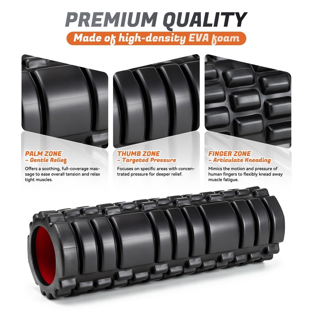 Foam Roller for Deep Tissue Massager, 18" Trigger Point Foam Roller, Patented...