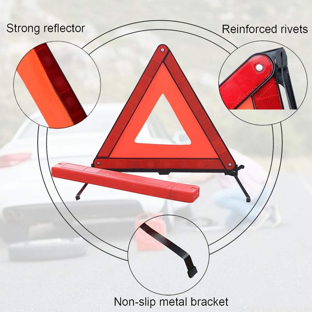 2 Pack Safety Triangle Warning Kit Foldable Reflective Emergency Road Breakdowns