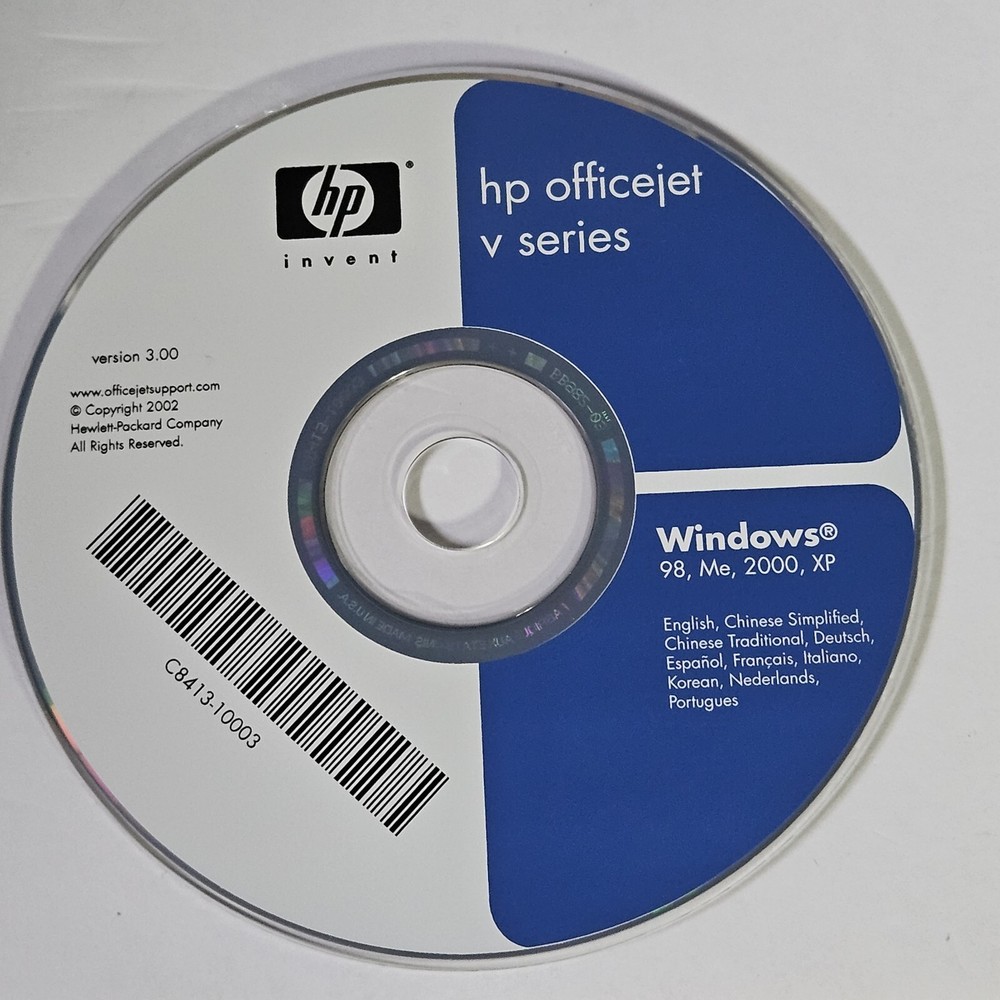 HP OfficeJet V Series Windows 98 Me 2000 XP Software Version 3.00 Disk