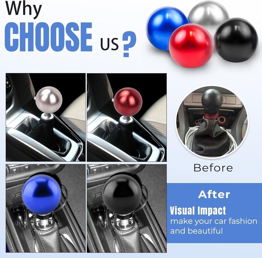 Universal Round Ball Shifter Knobs, Chrome Finish Weighted Cool Gear Shift Knob