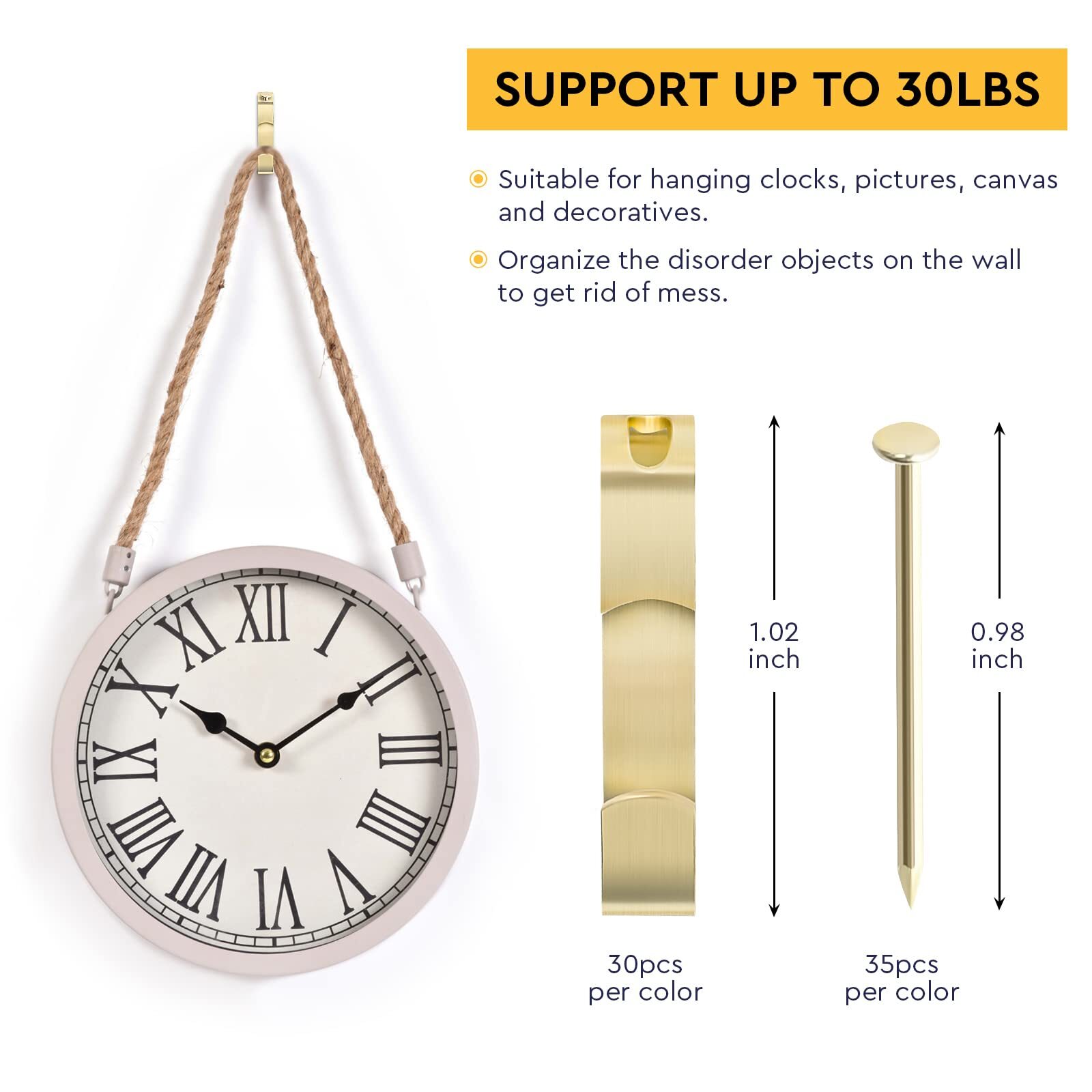 130 Pcs 30lb Picture Hangers – Multipurpose Picture Hanging Hooks Kit