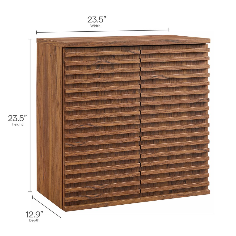 Render Wall Mounted Bathroom Cabinet in Walnut