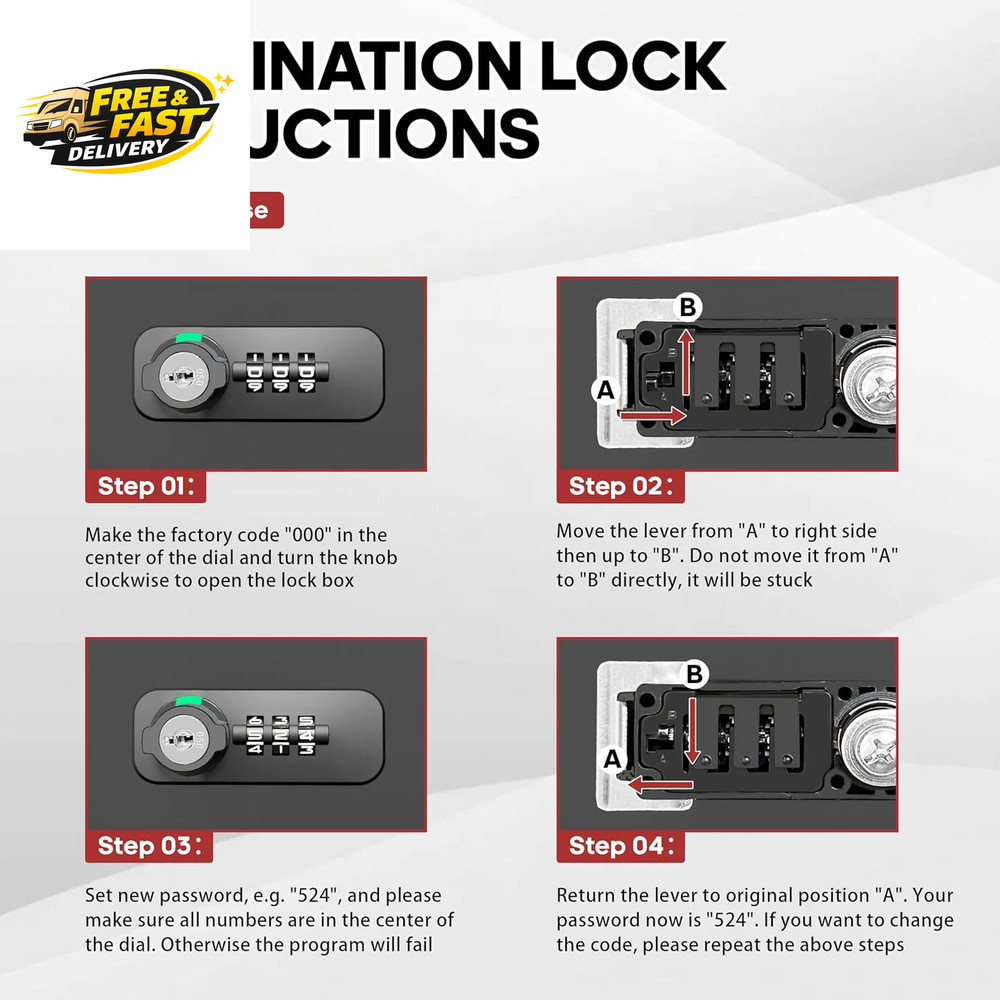 Fireproof Lock Box with Key and Combination Lock, Fire Safe Document Box,