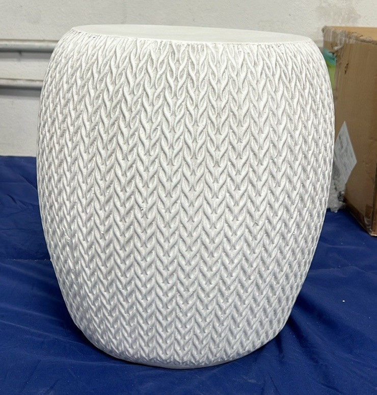 Outdoor Lightweight Plaster Side Table, Antique White