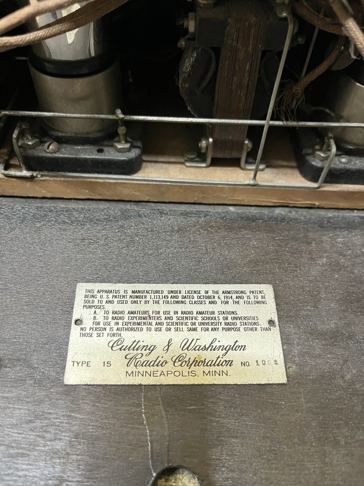 cutting & washington radio corp type 15 untested Has Tubes