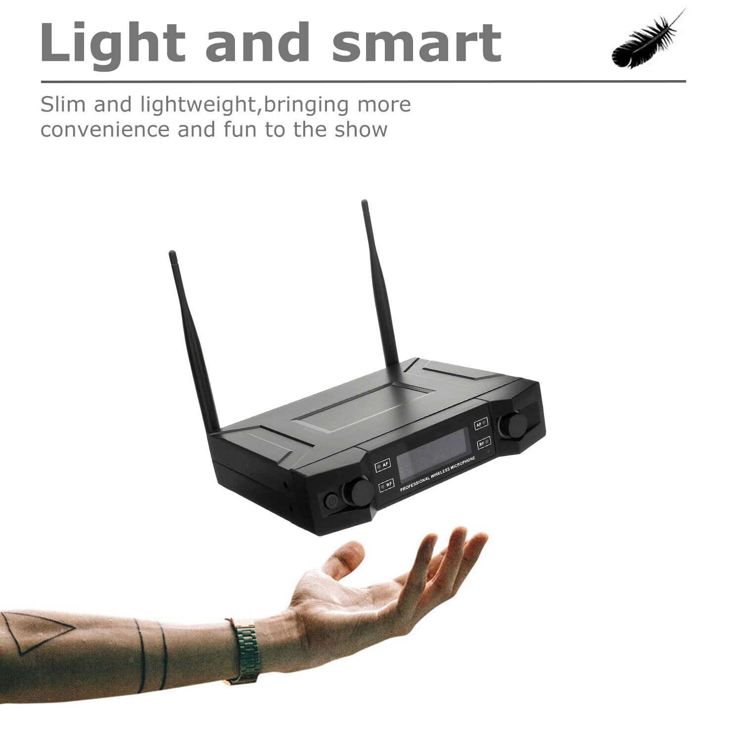 Professional 2 Channel UHF Wireless Dual Microphone Cordless Handheld Mic System