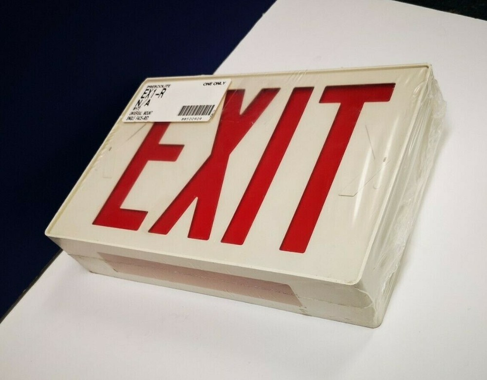 SINGLE FACE RED & WHITE Universal Mount Emergency EXIT Light Sign EX1-R NEW