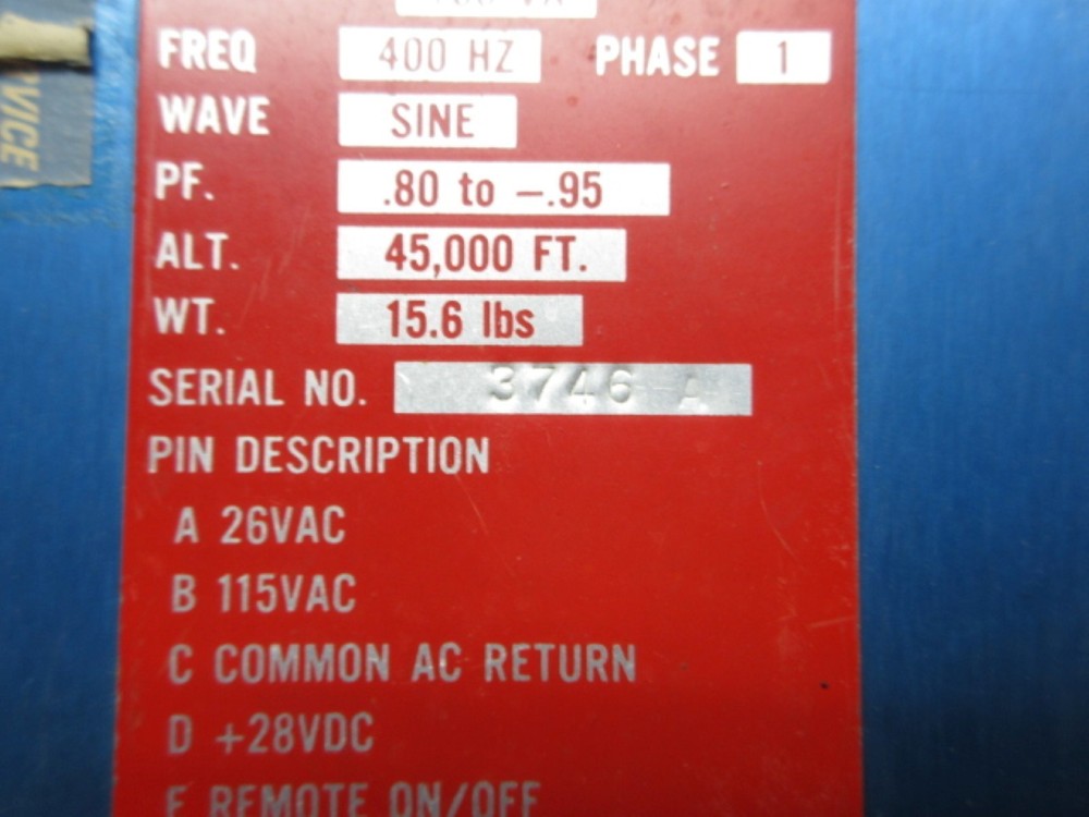 Flite-Tronics PC-17A Static Inverter 28V