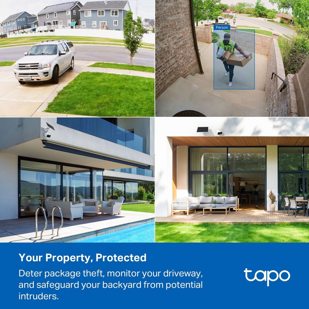 TP-Link - Tapo Solar-Powered Wireless Security Camera Kit with Live View, Wor...