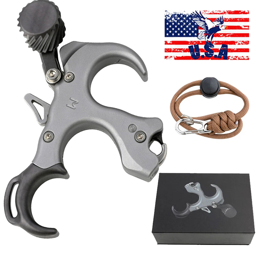 Archery Compound Bow Adjustable Release Aids 3 Finger Thumb Trigger Target Hunt