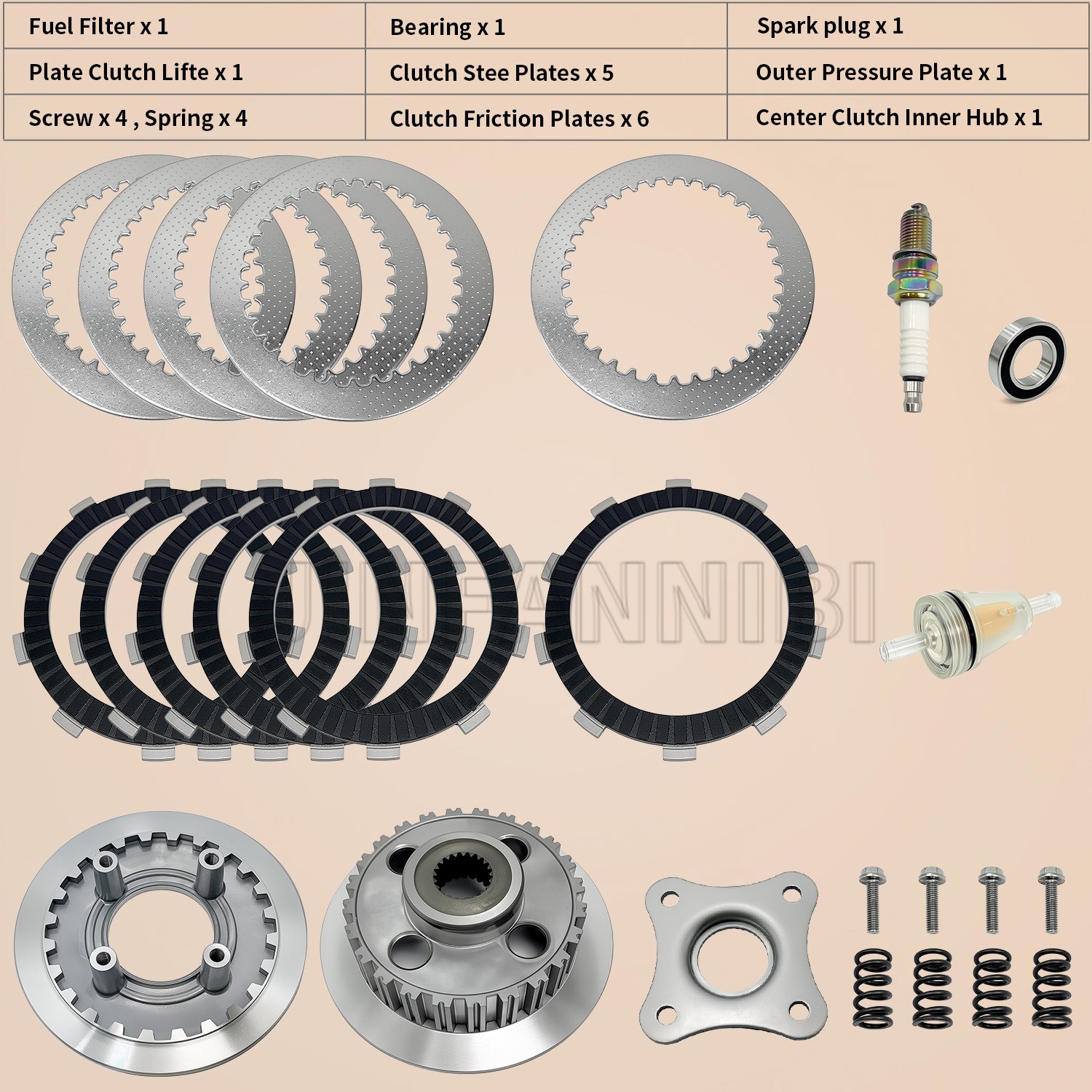 Complete Clutch Disc Plate Kit for Honda TRX350 TRX350D FourTrax 350 1986-1989