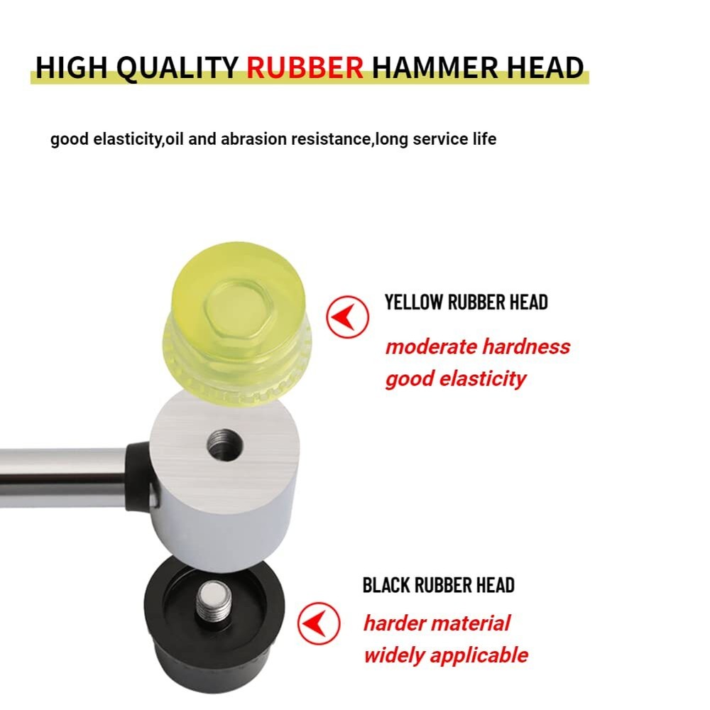 2 Set Rubber Striking Head Hammer Replacement Tips Set Mallet Accessories Yel...